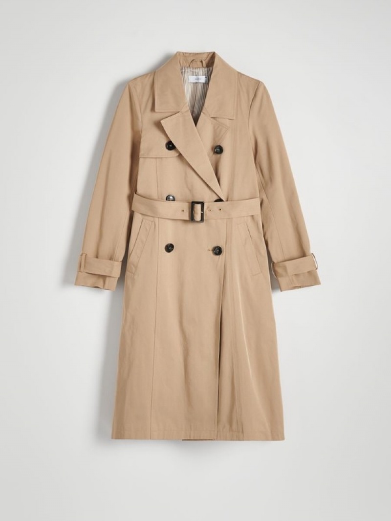 Reserved Double-breasted Trench Mäntel Damen Beige | XBT-014293