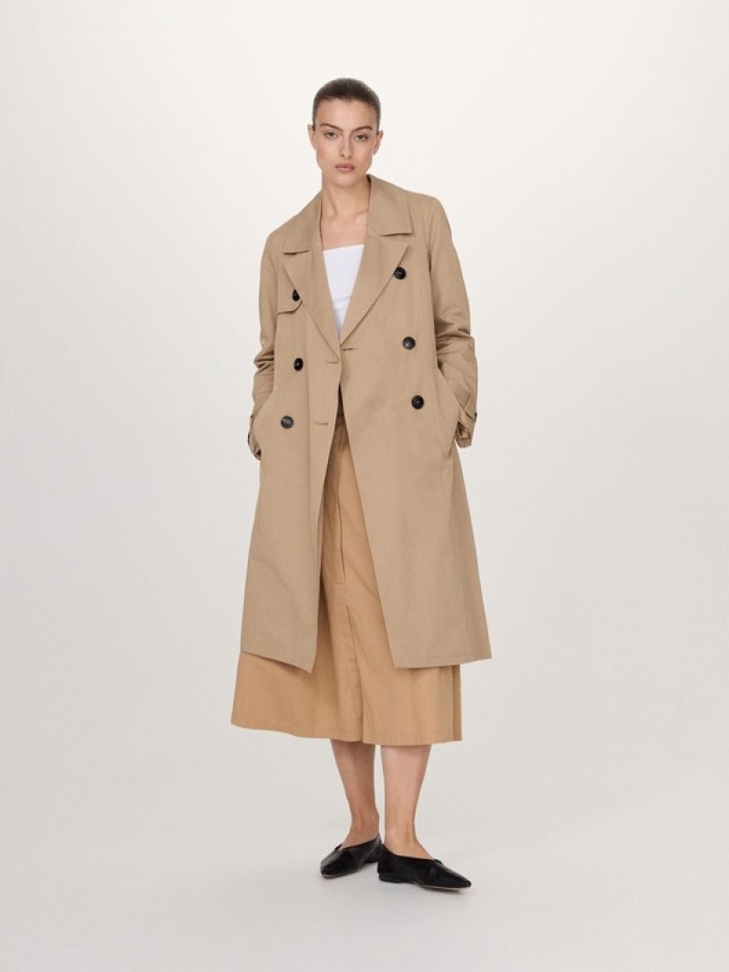 Reserved Double-breasted Trench Mäntel Damen Beige | XBT-014293