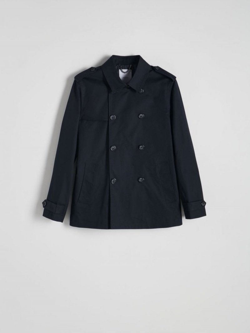 Reserved Double-breasted Trench Mäntel Herren Navy | LRU-234765