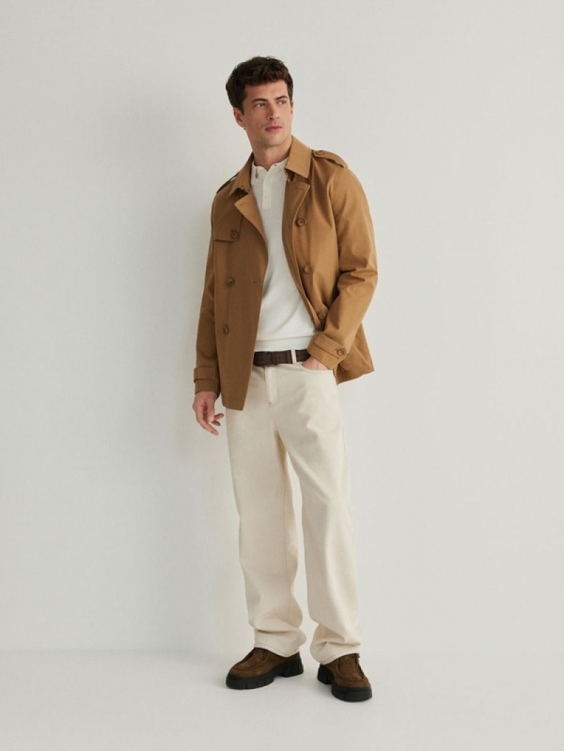 Reserved Double-breasted Trench Mäntel Herren Braun | ZXQ-521460