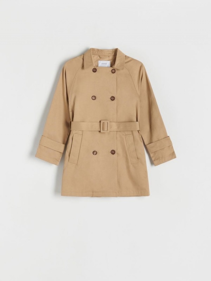 Reserved Double-breasted Trench With Jacken Mädchen Beige | CFX-576028