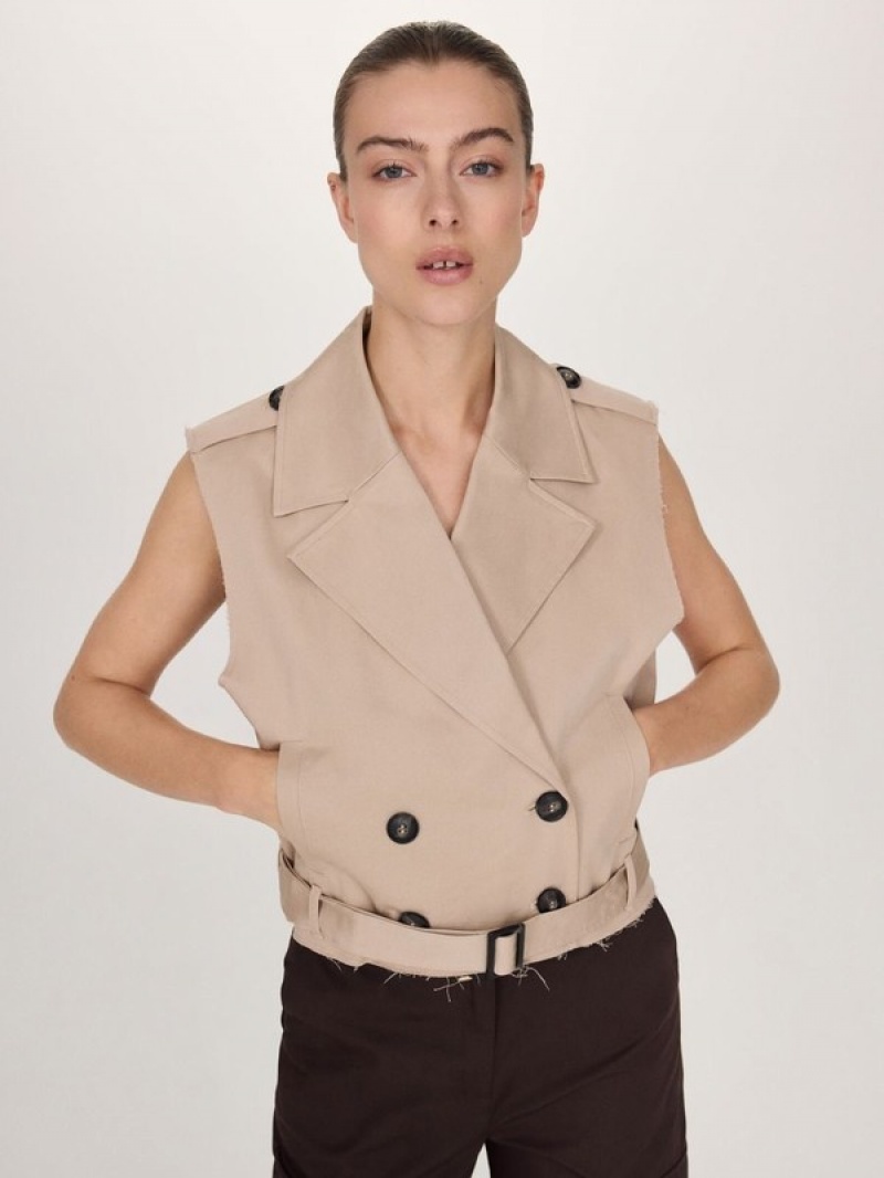 Reserved Double-breasted Weste Damen Beige | UXT-304976