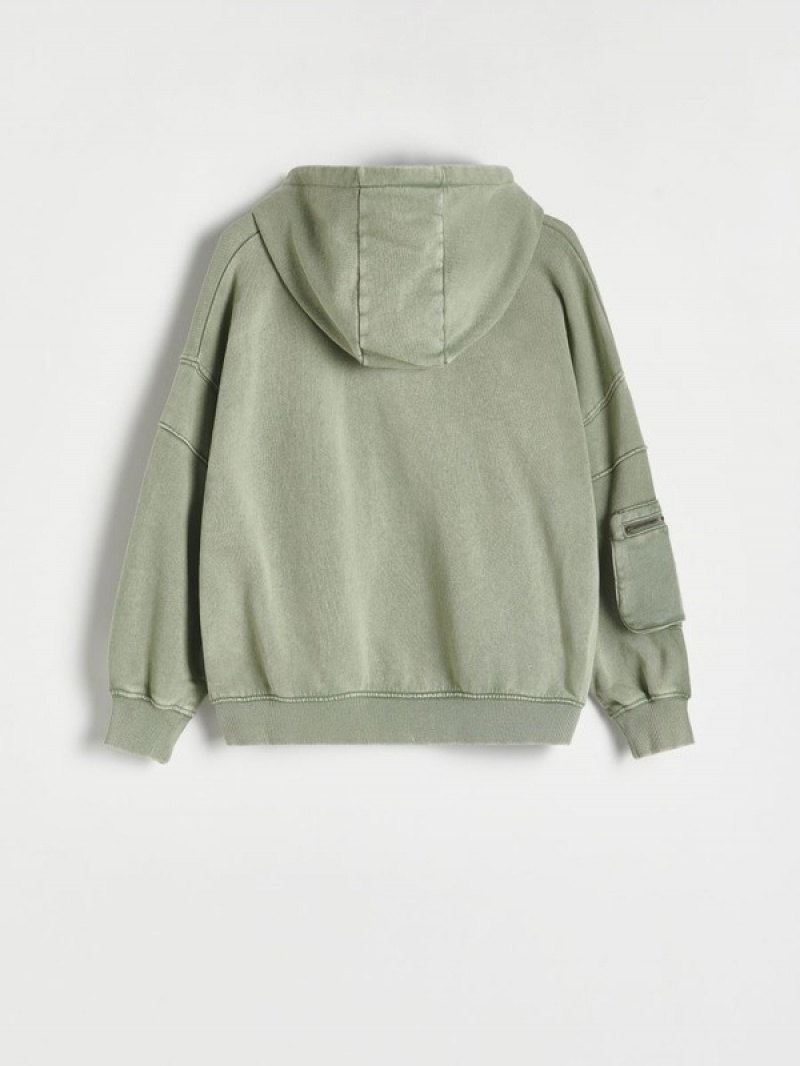 Reserved Do-up Mit Kapuze Jogging Top Pullover Jungen Grün | XSD-721590