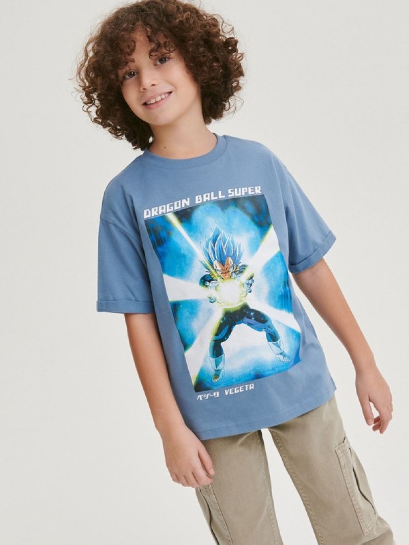 Reserved Dragon Ball Baumwoll T-shirts Jungen Grau Blau | UWN-187520