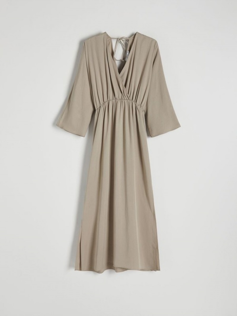 Reserved Eco Aware Lyocell Maxi Kleid Damen Beige | YPD-679281