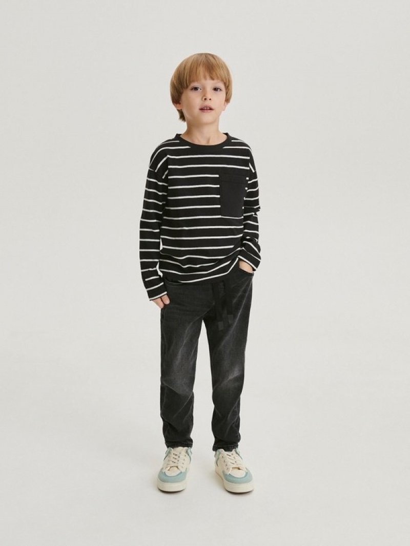 Reserved Elastic Carrot Jeans Jungen Schwarz | YEM-715320