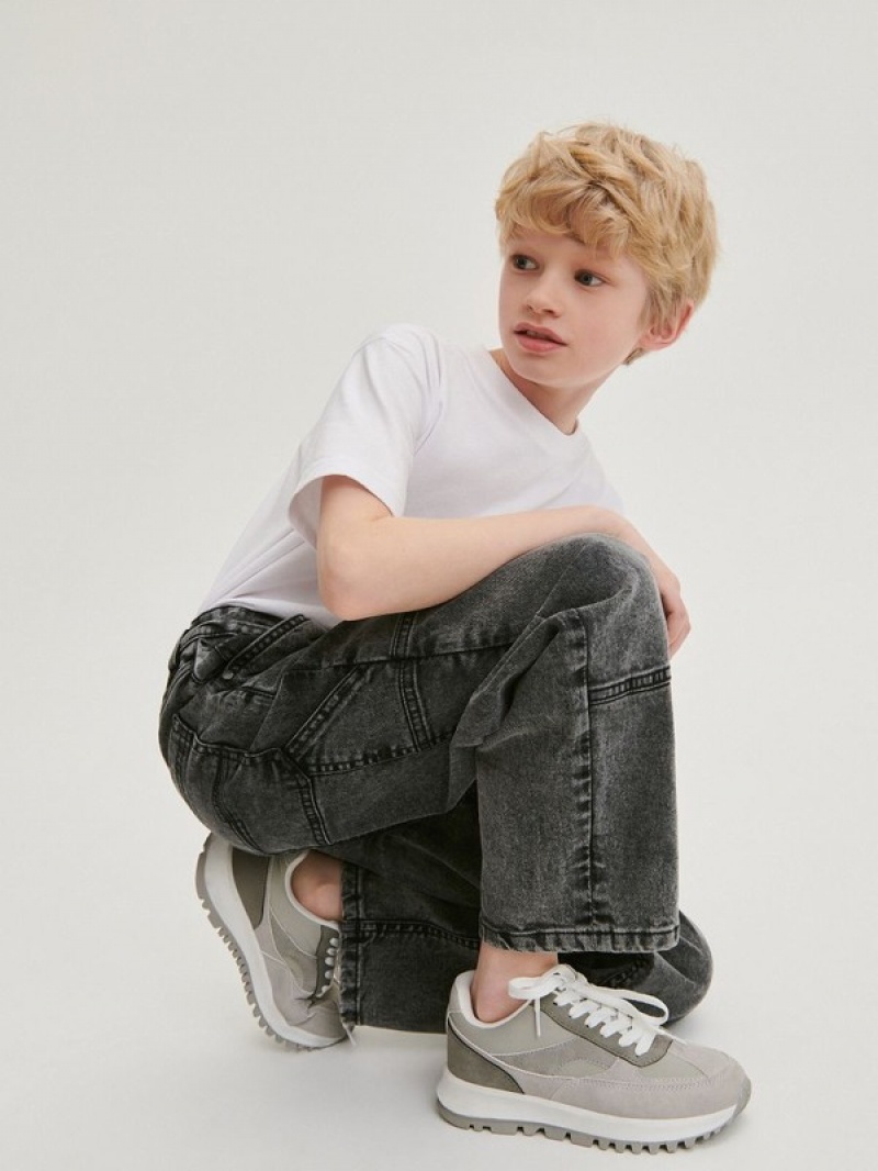 Reserved Elastic Weite Leg Jeans Jungen Hellgrau | MIL-510348