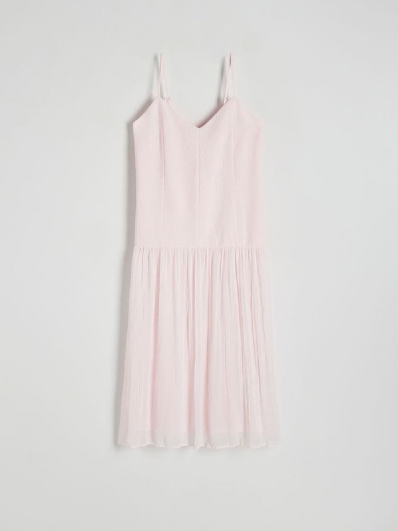 Reserved Falten Kleid Damen Rosa | GAV-652830