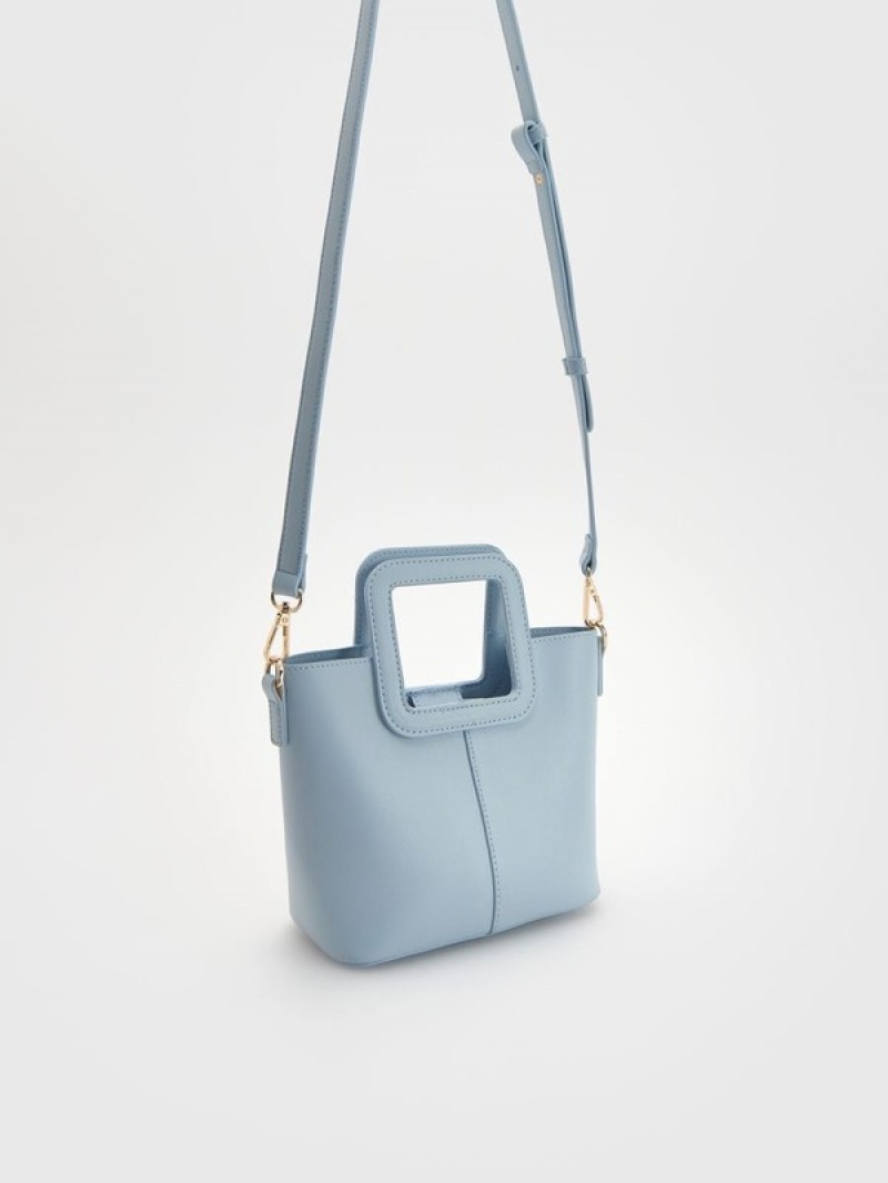 Reserved Geometric Handle Taschen Damen Hellblau | JOY-803594