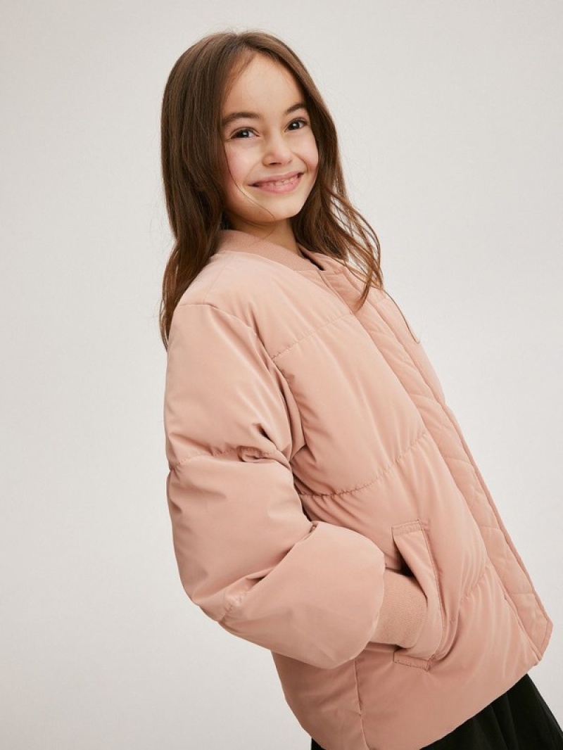 Reserved Gesteppt Bomber Jacken Mädchen Rosa | LNR-748529