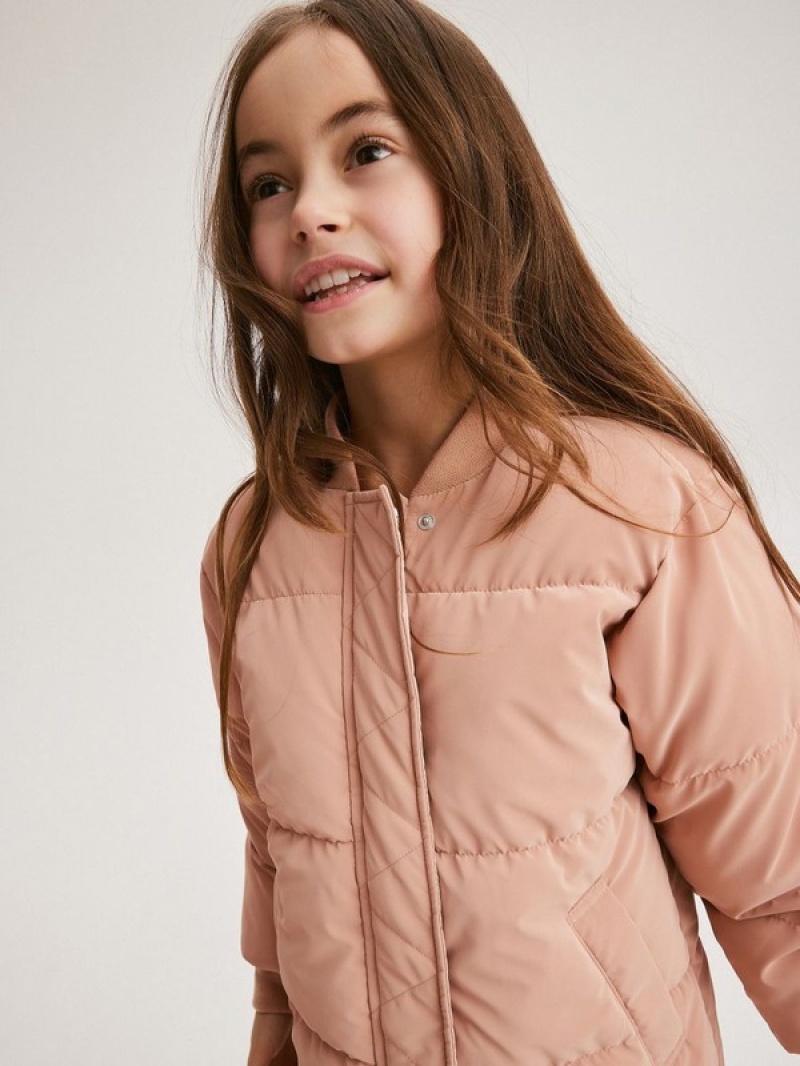 Reserved Gesteppt Bomber Jacken Mädchen Rosa | LNR-748529