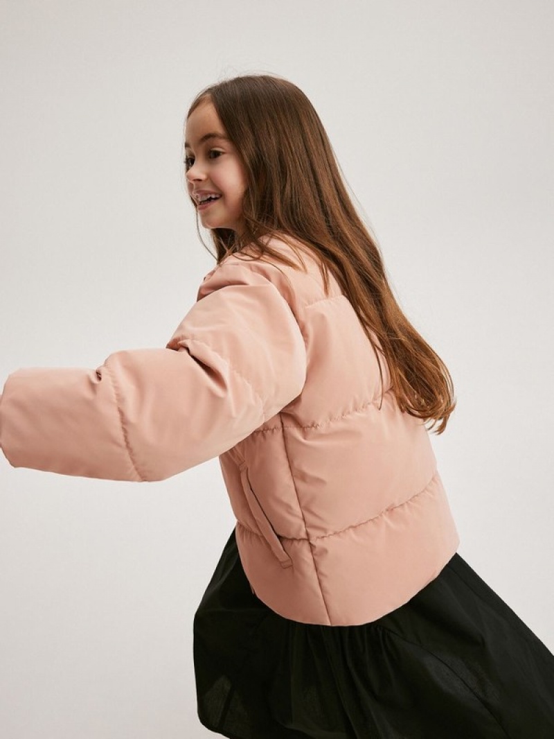 Reserved Gesteppt Bomber Jacken Mädchen Rosa | LNR-748529