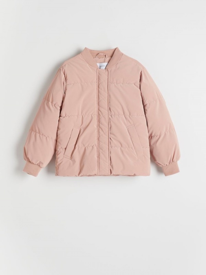 Reserved Gesteppt Bomber Jacken Mädchen Rosa | LNR-748529