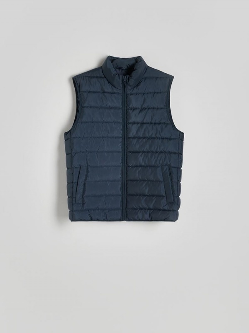 Reserved Gesteppt Vests Herren Grau Blau | FQW-479150