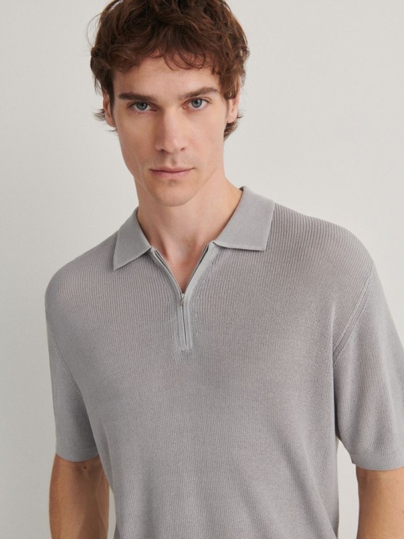 Reserved Jersey Polo Shirts Herren Hellgrau | QEM-153780