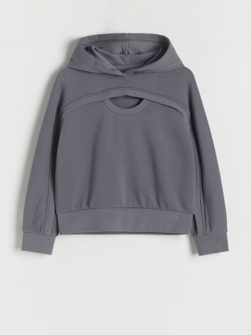 Reserved Jogging Top Hoodie Mädchen Dunkelgrau | RDU-594107