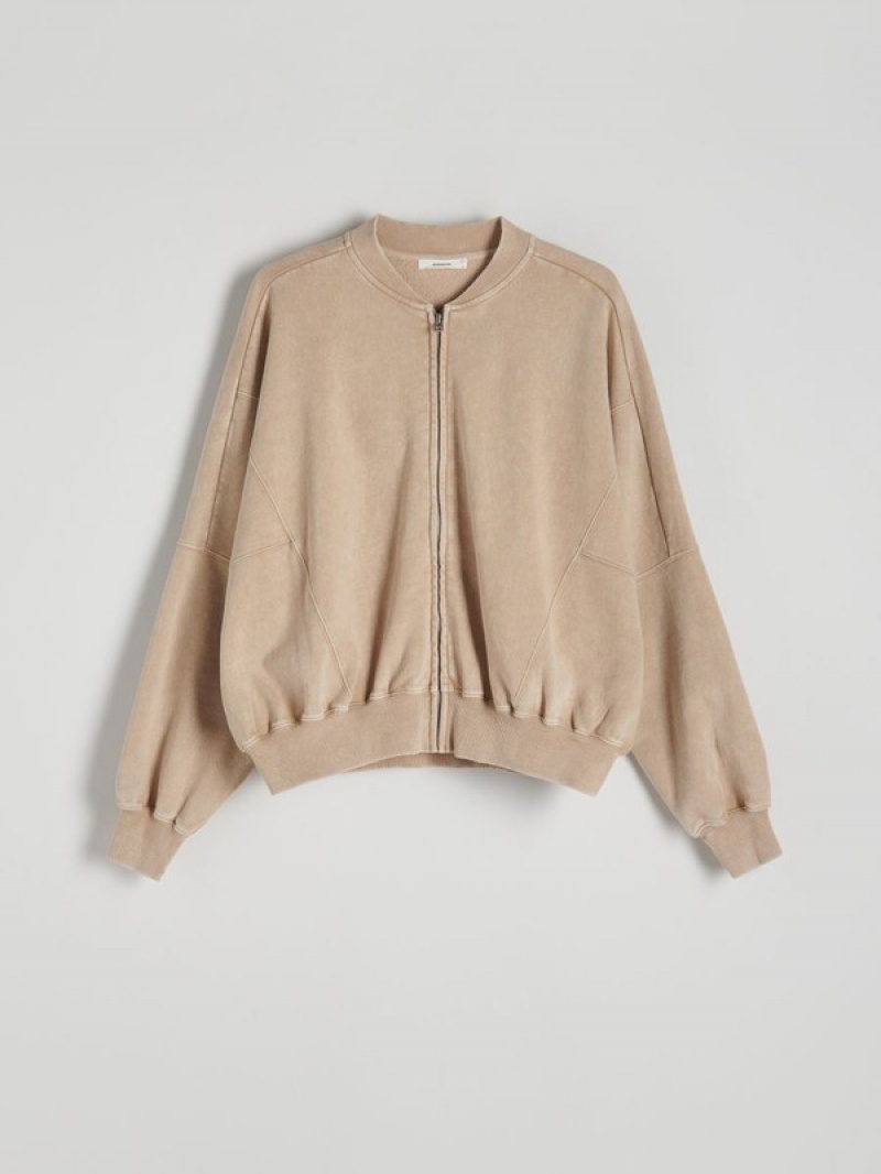 Reserved Jogging Top Sweatshirts Damen Beige | TQR-481692