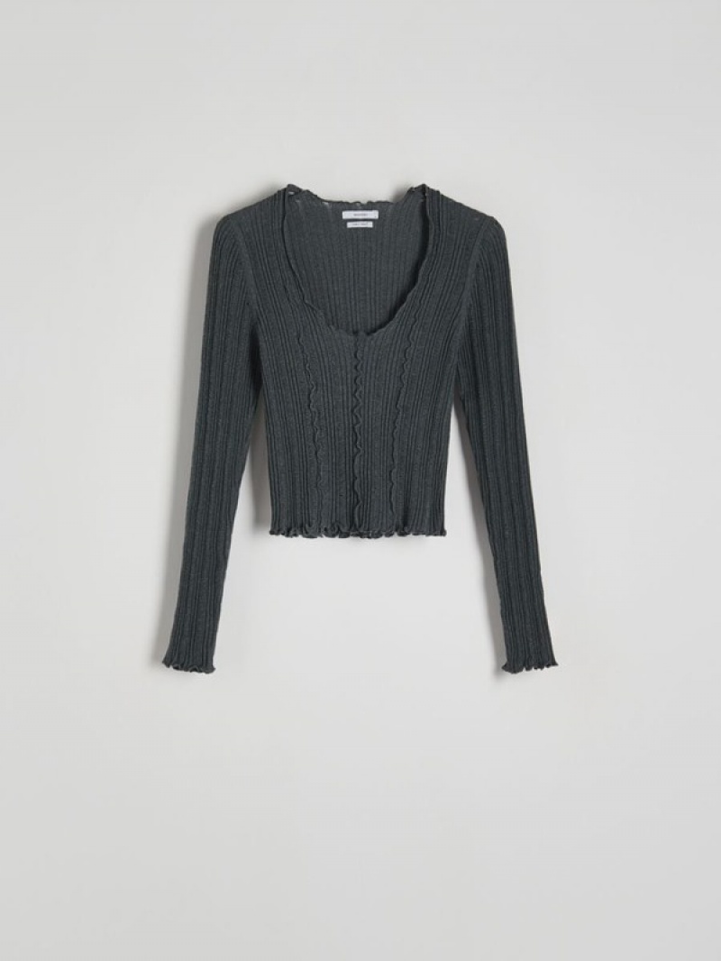 Reserved Jumper In Textured Knit Pullover Damen Dunkelgrau | SCU-306745