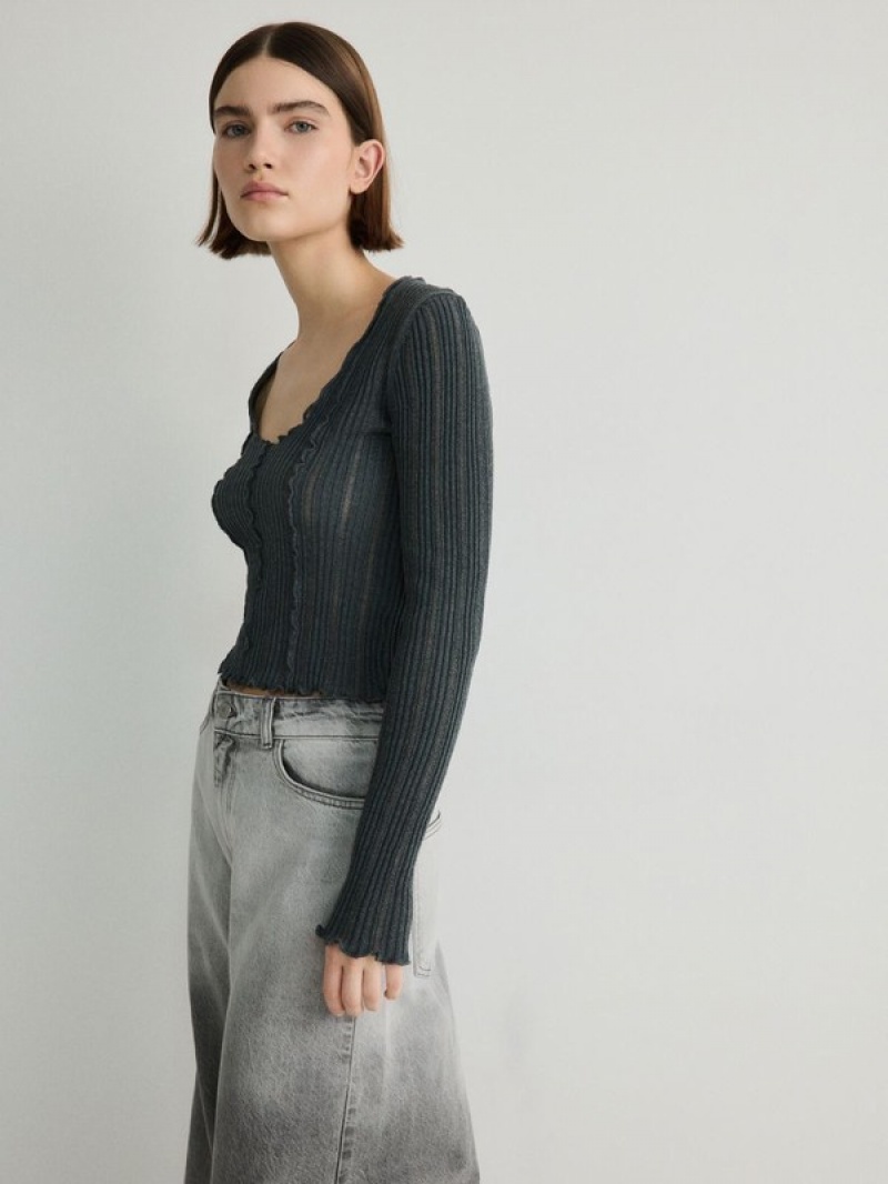 Reserved Jumper In Textured Knit Pullover Damen Dunkelgrau | SCU-306745