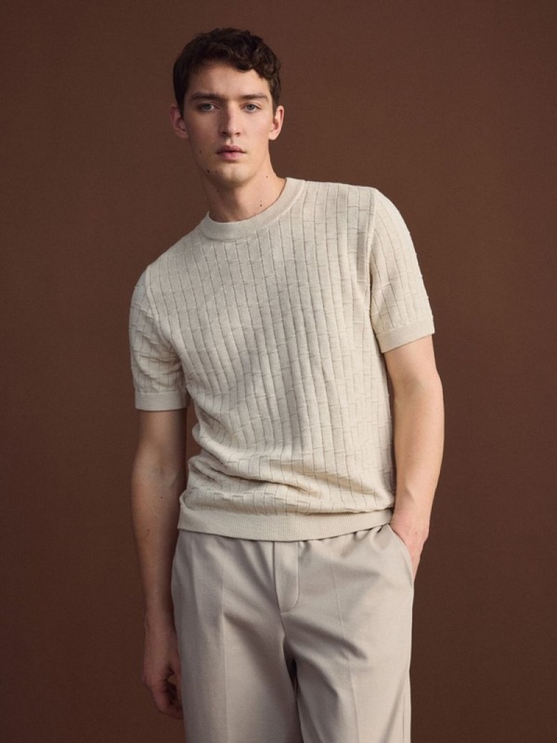 Reserved Jumper In Textured Knit Pullover Herren Beige | QNI-983524