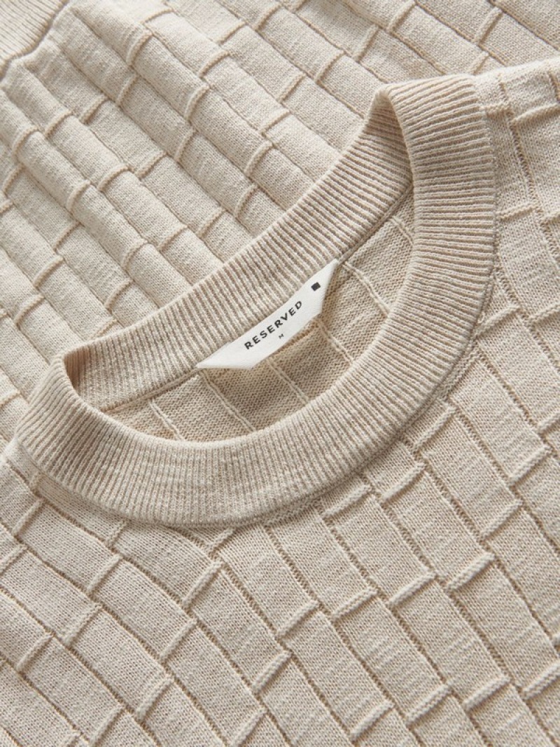 Reserved Jumper In Textured Knit Pullover Herren Beige | QNI-983524