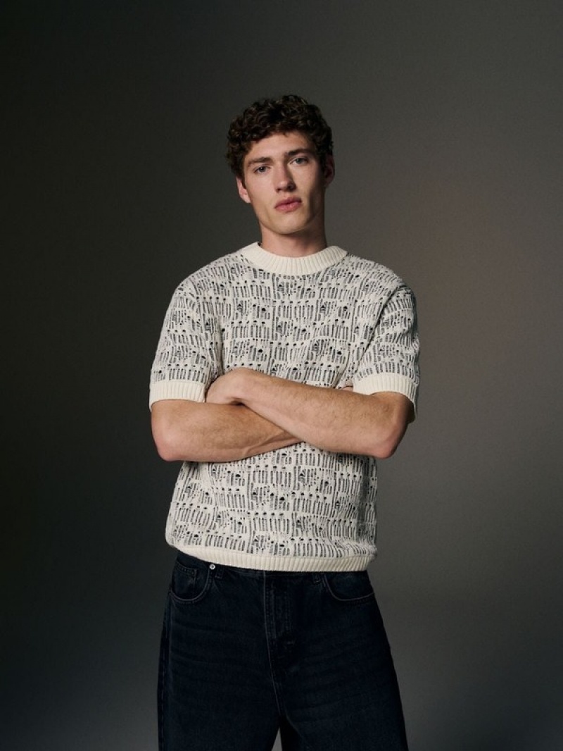 Reserved Jumper In Textured Knit Pullover Herren Weiß | JGV-561240