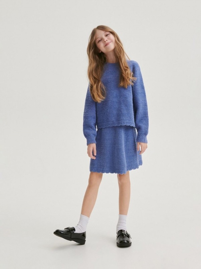 Reserved Jumperraglan Sleeves Pullover Mädchen Blau | POR-230597