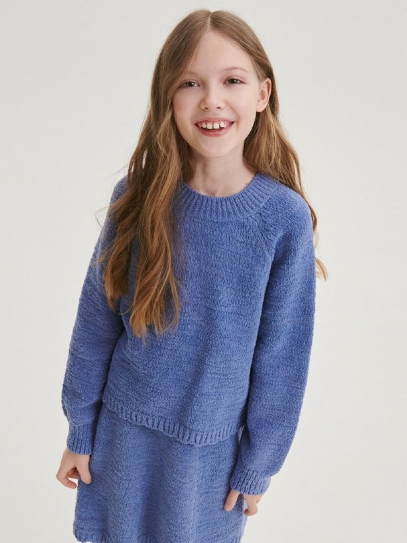 Reserved Jumperraglan Sleeves Pullover Mädchen Blau | POR-230597