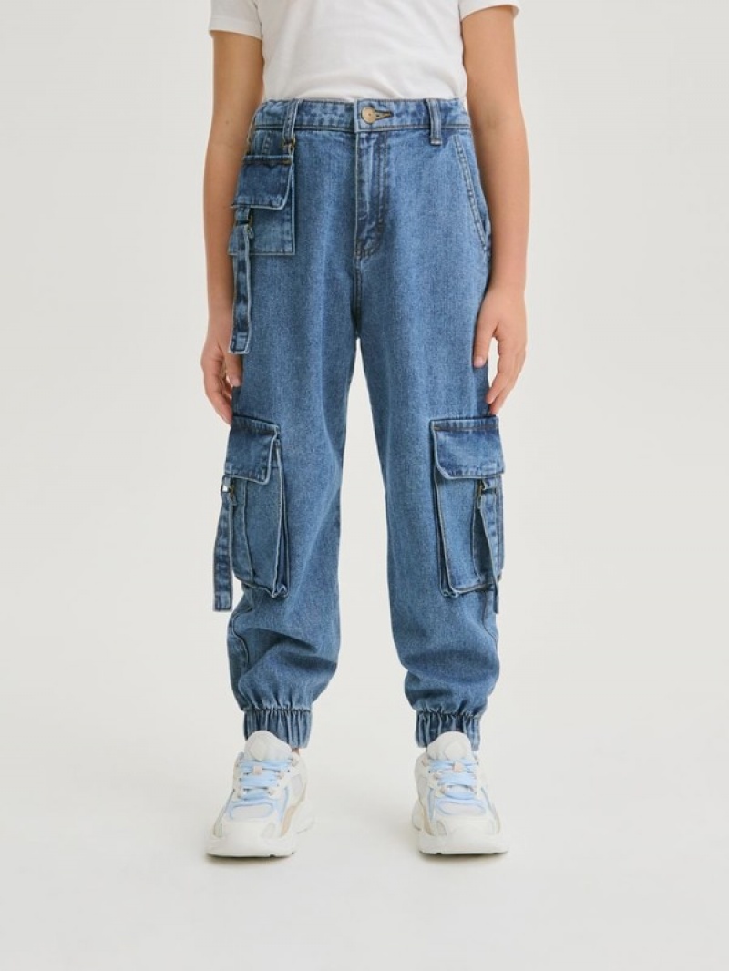 Reserved Klassische Denim Joggers Jeans Mädchen Blau | POK-231687