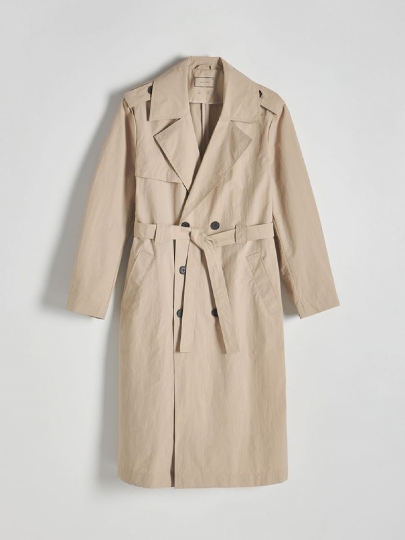 Reserved Klassische Design Trench Mäntel Herren Beige | UDG-269470