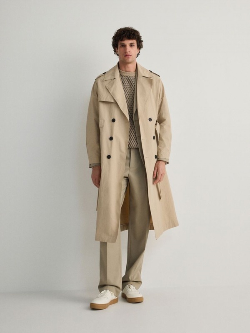 Reserved Klassische Design Trench Mäntel Herren Beige | OXU-721308