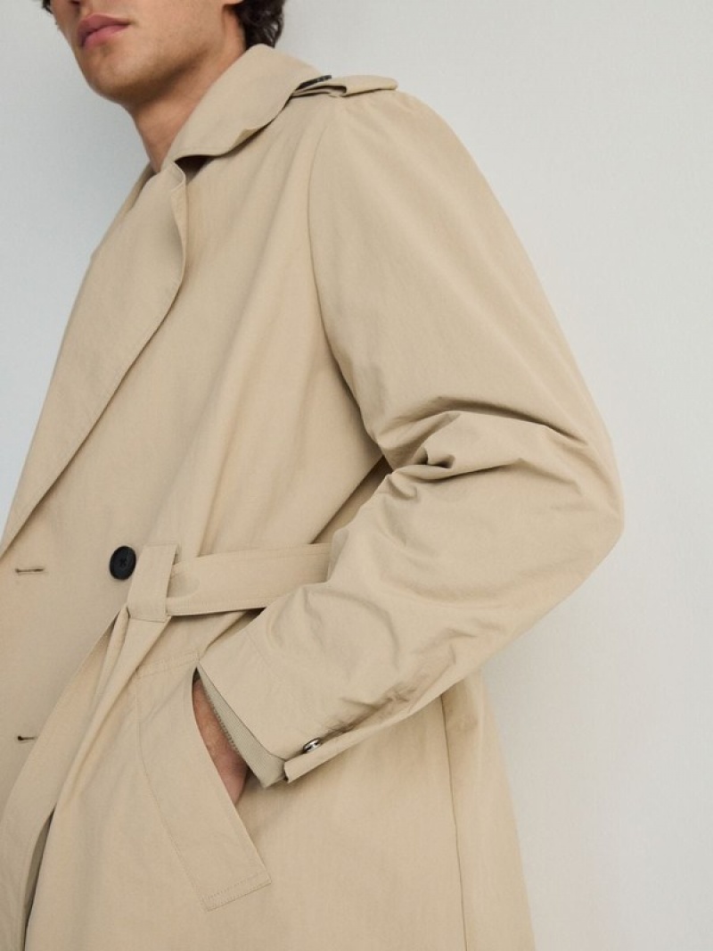 Reserved Klassische Design Trench Mäntel Herren Beige | OXU-721308