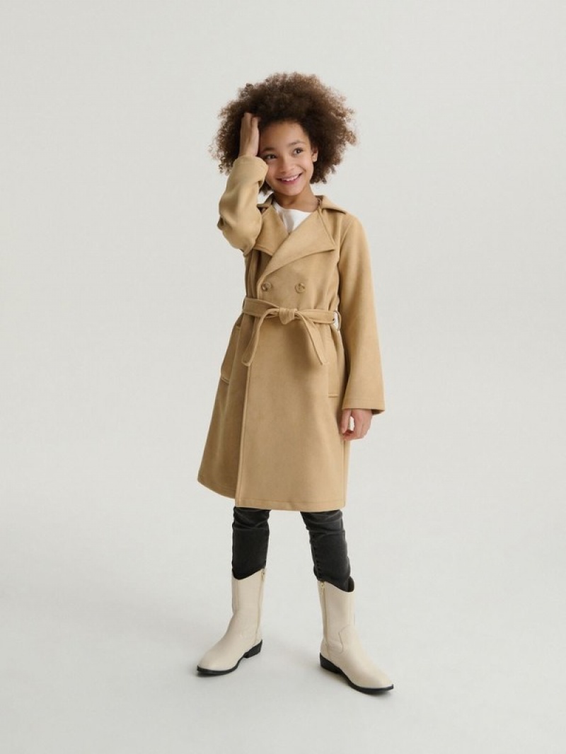 Reserved Klassische Trench Jacken Mädchen Beige | SAV-456728