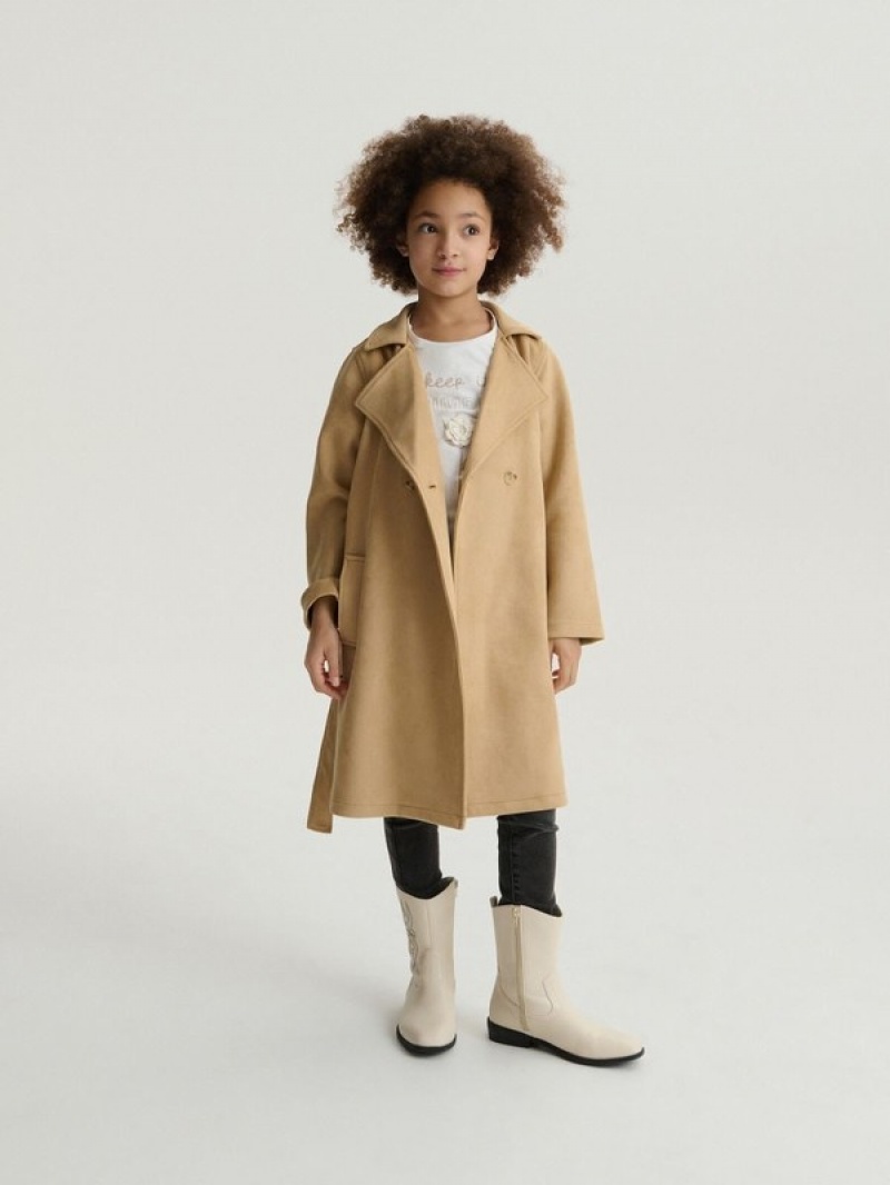 Reserved Klassische Trench Jacken Mädchen Beige | SAV-456728