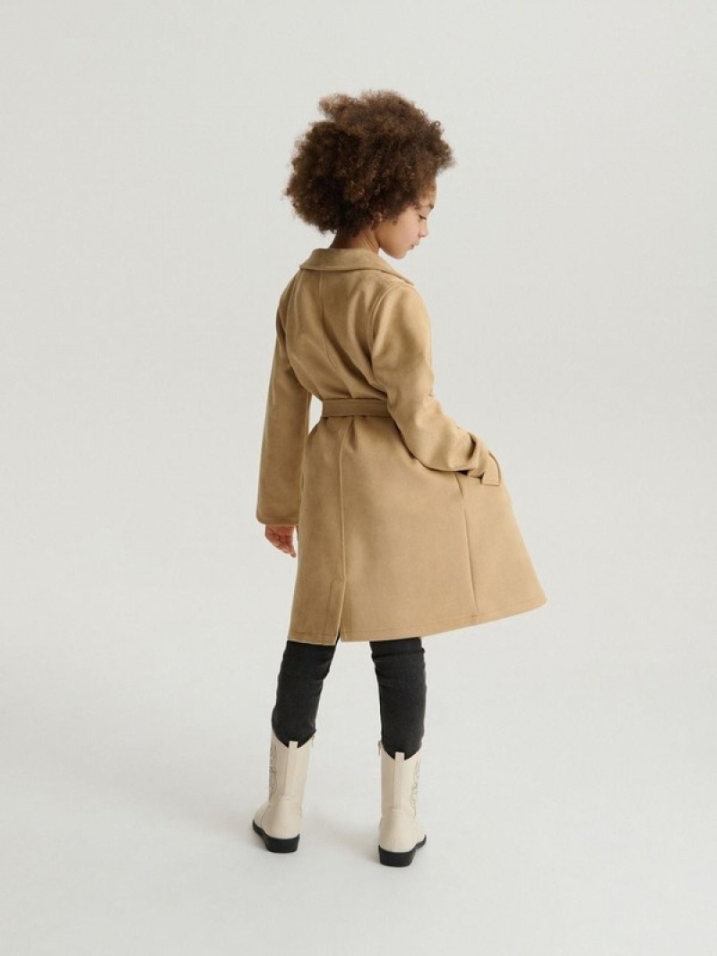 Reserved Klassische Trench Jacken Mädchen Beige | SAV-456728