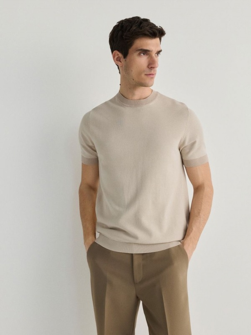 Reserved Kurzes Sleeve Pullover Herren Beige | ZXA-762810