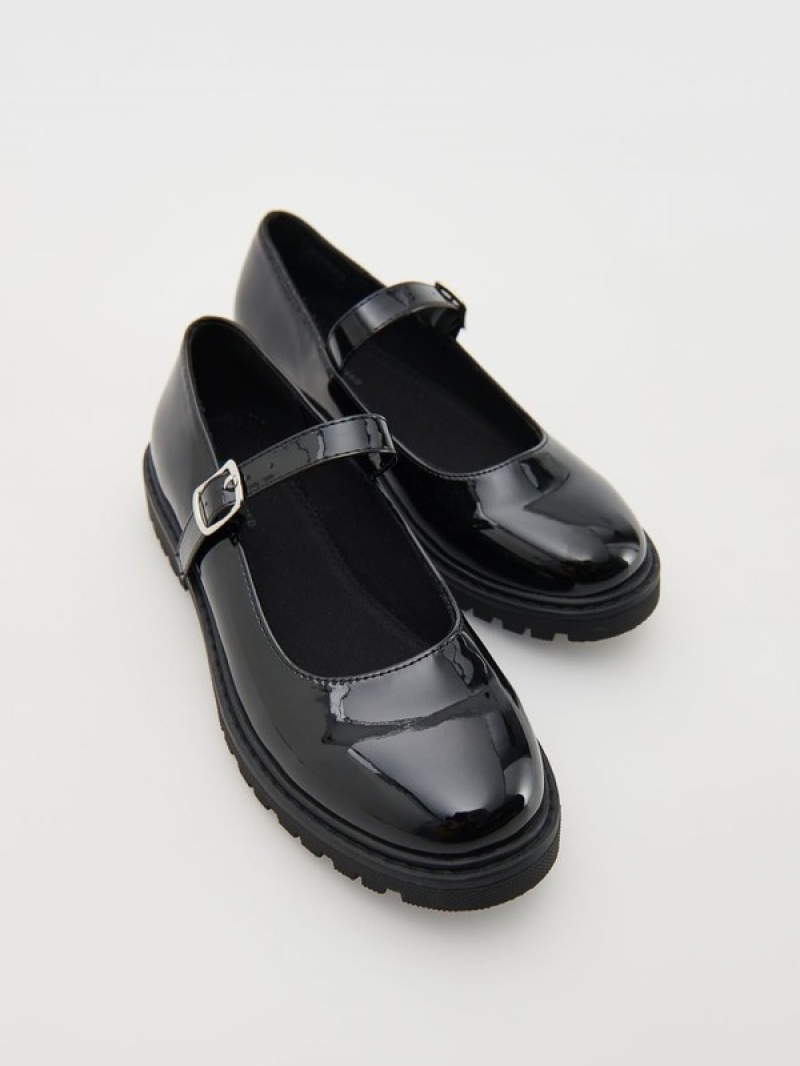 Reserved Lack Schuhe Mädchen Schwarz | AFS-981205