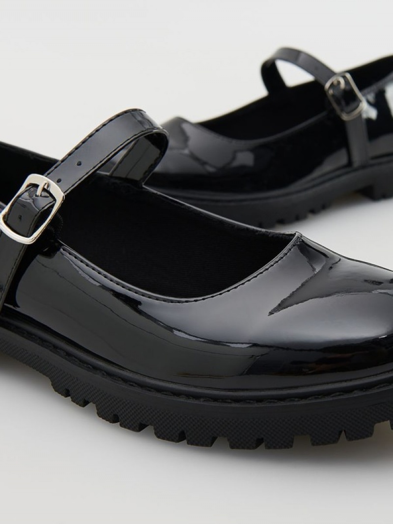 Reserved Lack Schuhe Mädchen Schwarz | AFS-981205