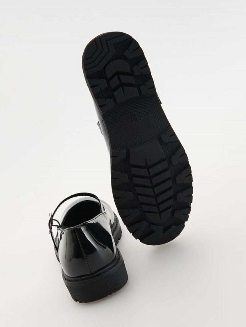 Reserved Lack Schuhe Mädchen Schwarz | AFS-981205