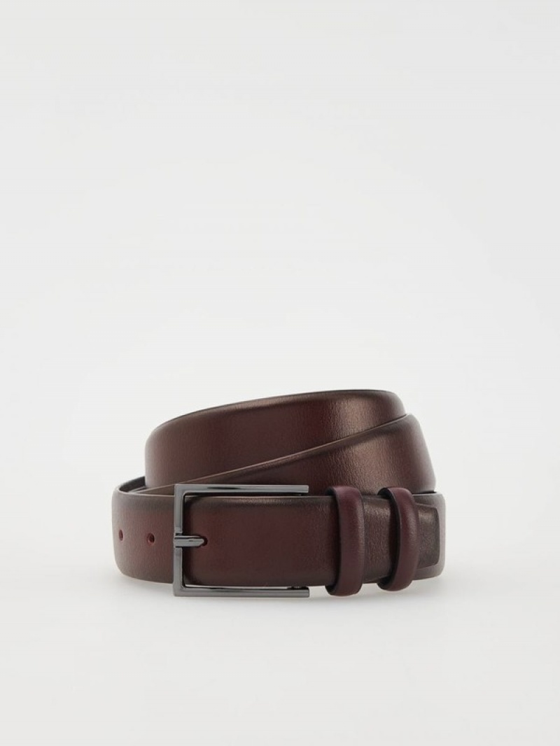 Reserved Leatherbuckle Gürtel Herren Bordeaux | FPT-607381