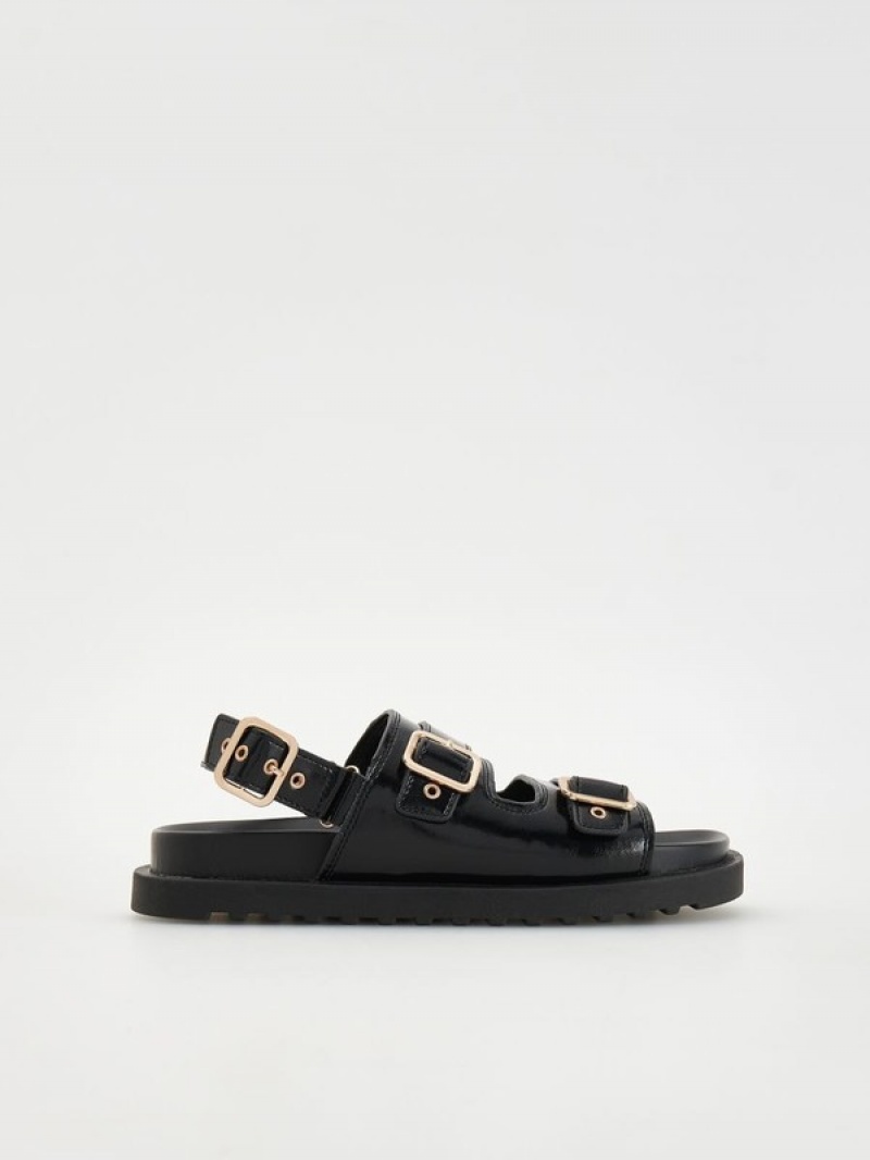 Reserved Leatherbuckles Sandalen Damen Schwarz | DUM-701346