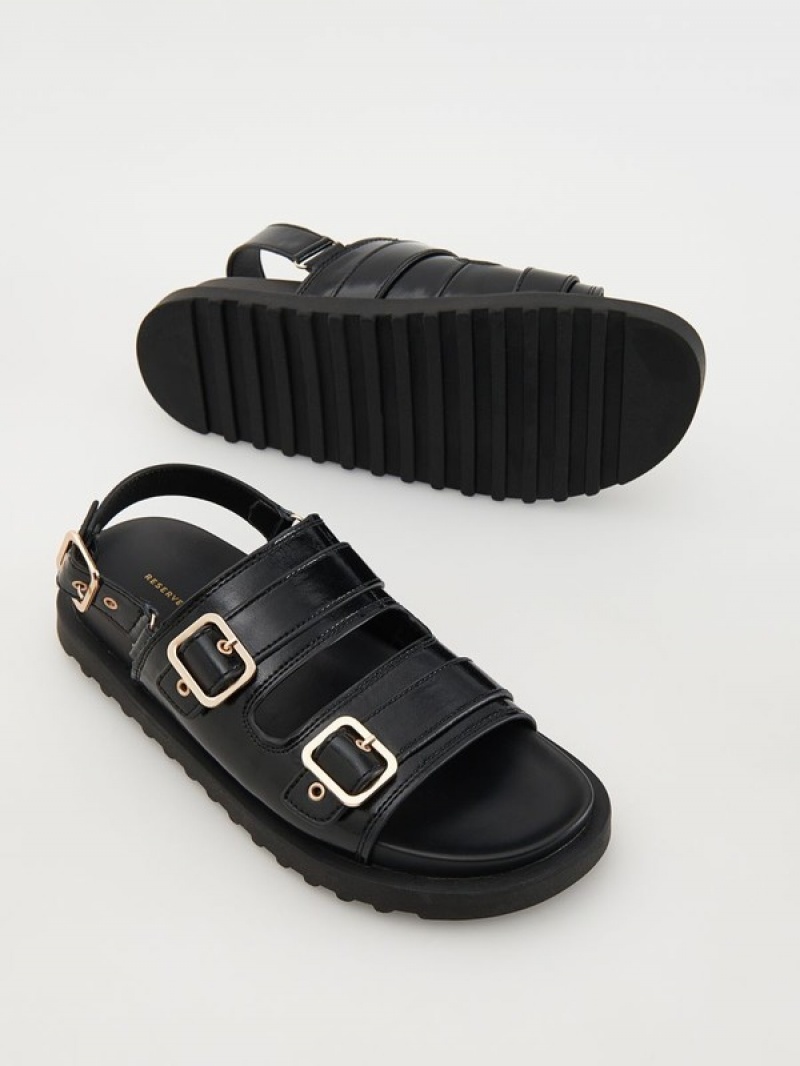 Reserved Leatherbuckles Sandalen Damen Schwarz | DUM-701346