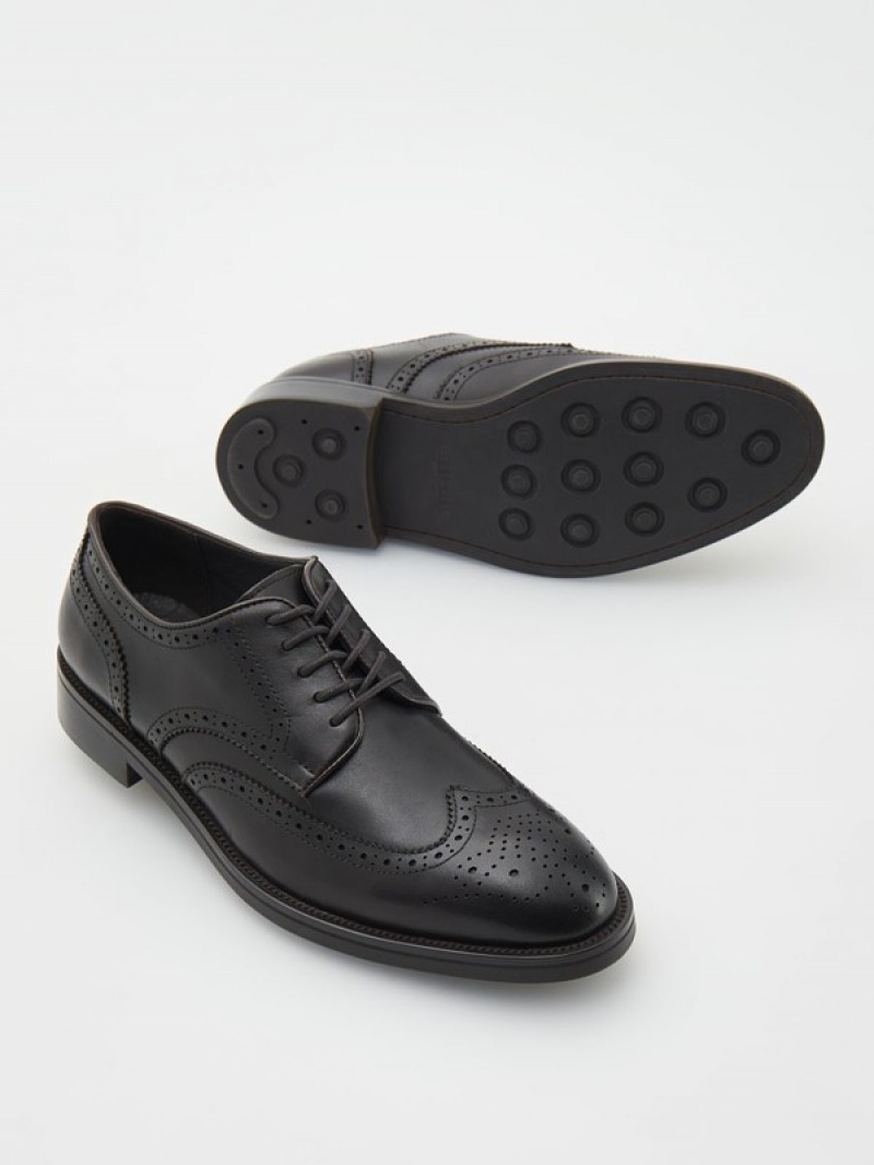 Reserved Leder Derby Schuhe Herren Dunkelbraun | NCJ-620354