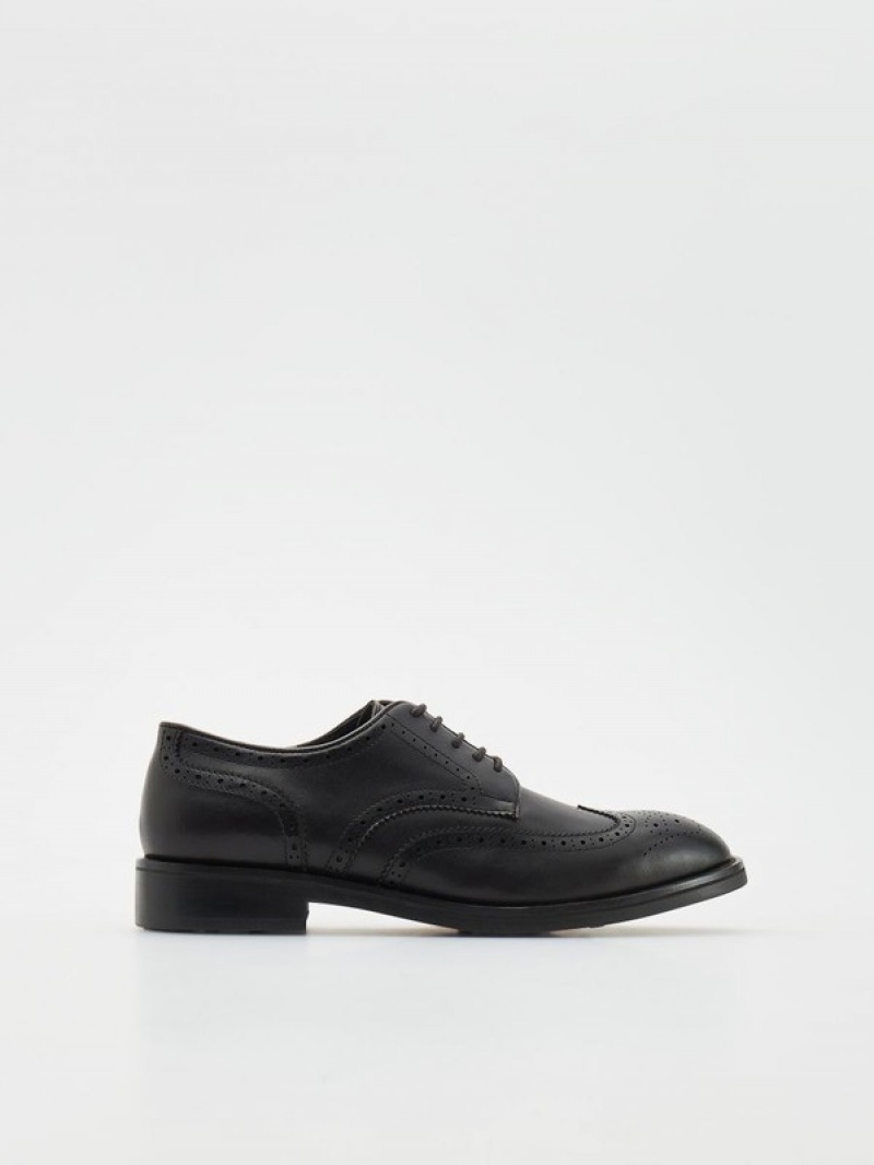 Reserved Leder Derby Schuhe Herren Dunkelbraun | NCJ-620354