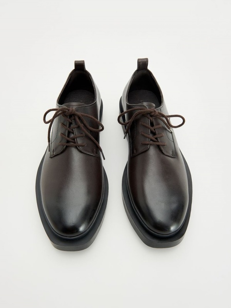 Reserved Leder Derby Schuhe Herren Dunkelbraun | GFE-573468