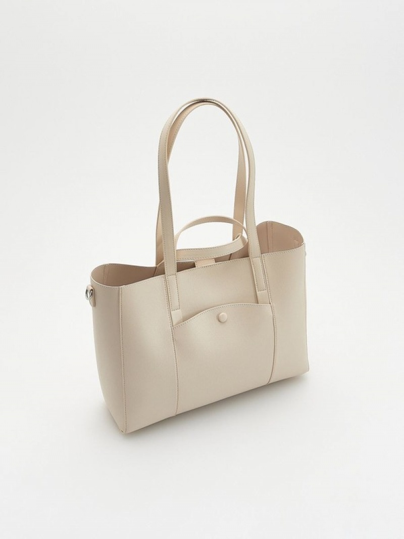 Reserved Leder Imitation Shopper Taschen Damen Braun | TJX-527613