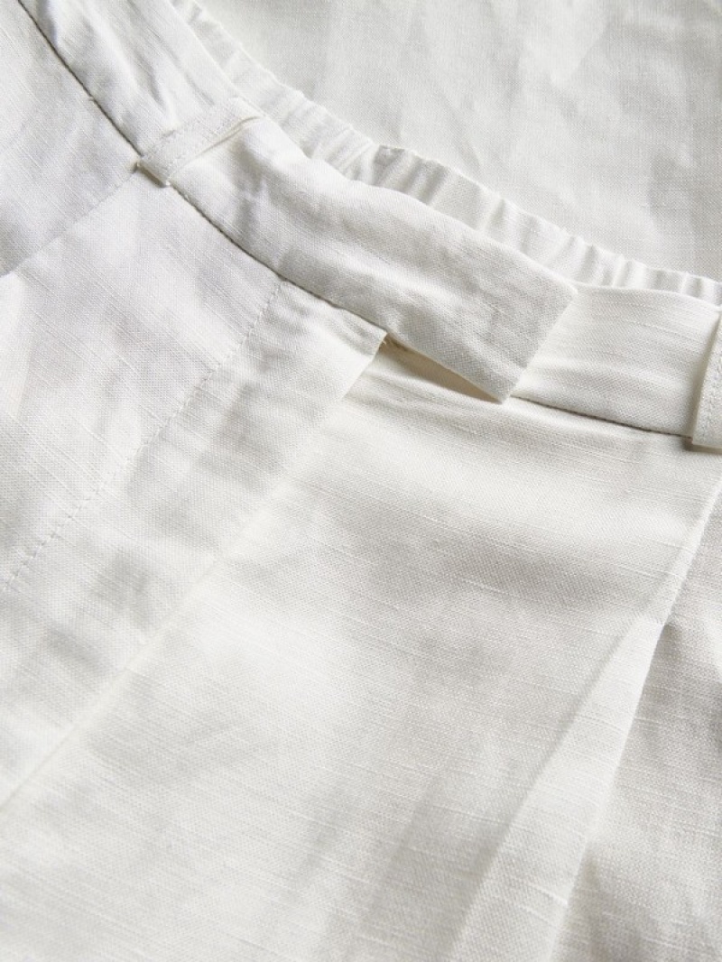 Reserved Linen And Viscose Blend Hosen Damen Weiß | UTX-425137