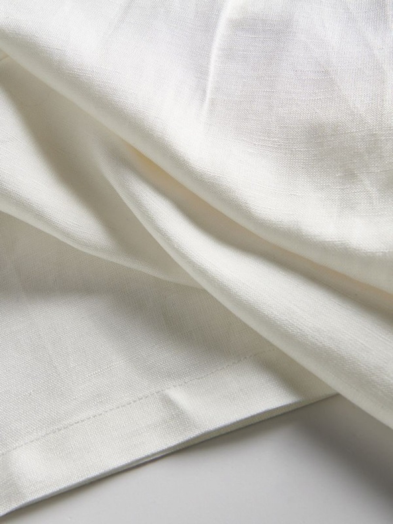 Reserved Linen And Viscose Blend Hosen Damen Weiß | UTX-425137