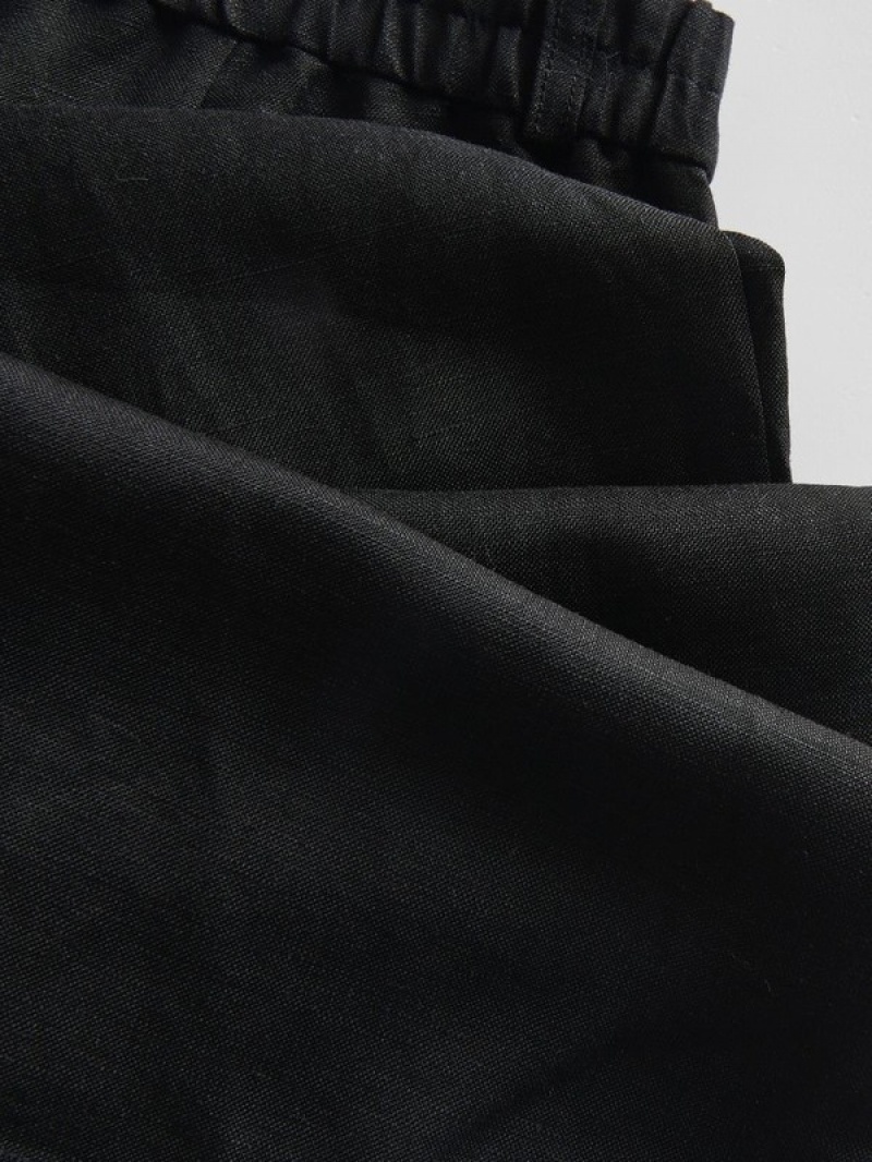 Reserved Linen And Viscose Blend Hosen Damen Schwarz | VMJ-897654