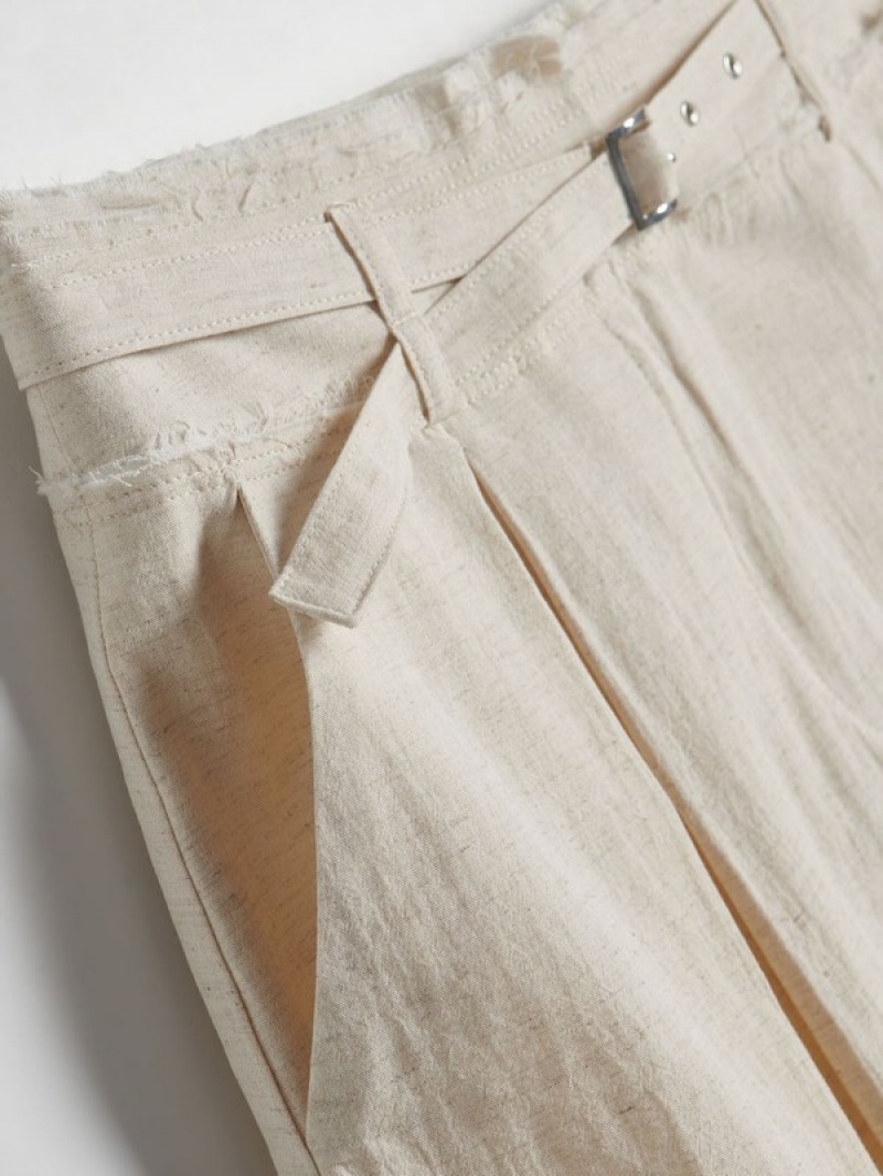 Reserved Linen Blend Mini Röcke Damen Beige | ESR-153768